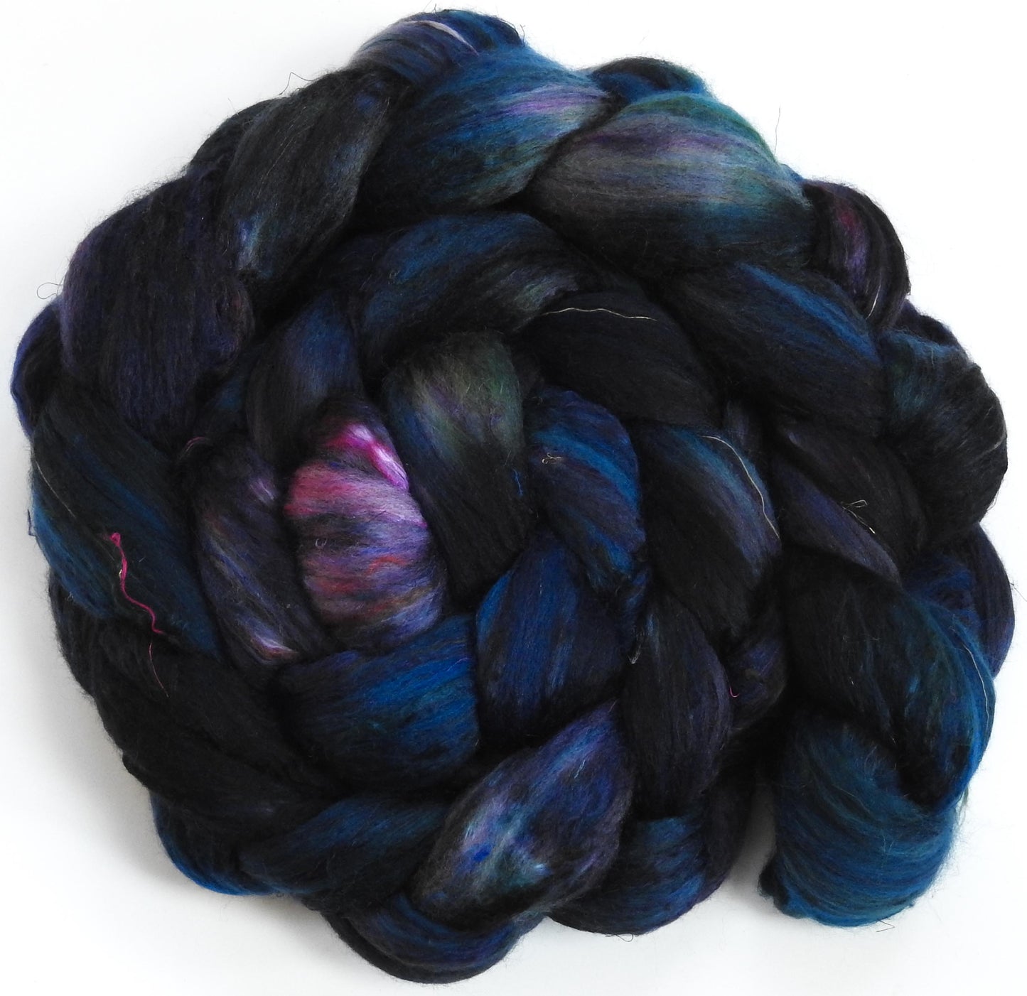 Stave Church - Batt in a Braid #39 -Falkland Merino/ Mulberry Silk / Sari Silk (50/25/25)