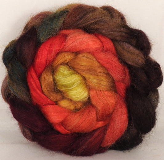 Wensleydale/ mulberry silk roving ( 65/35) -Burning Bush- (6.5 oz.) - Inglenook Fibers