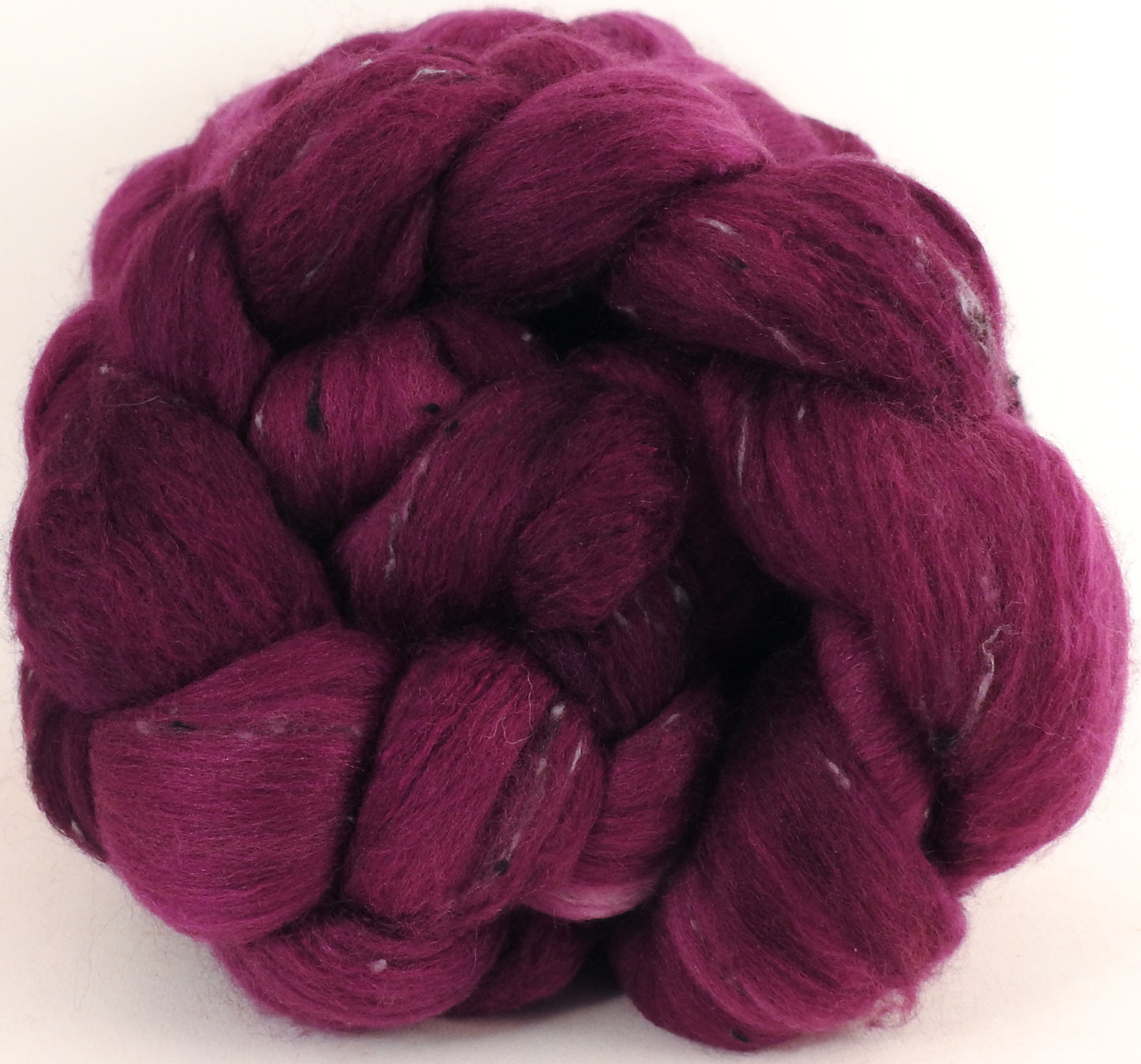Batt in a Braid #49 -Mulberry- Polwarth/ Mulberry Silk/ Tweed Blend (50/25/25) - Inglenook Fibers