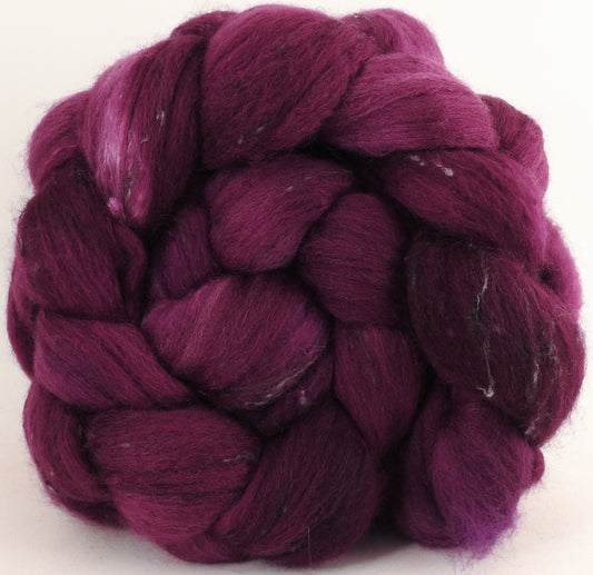 Batt in a Braid #49 -Mulberry- Polwarth/ Mulberry Silk/ Tweed Blend (50/25/25) - Inglenook Fibers