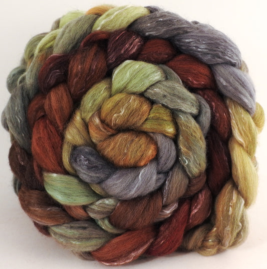 Batt in a Braid #17 - Winter Beech - Grey Corriedale/ Tussah silk/ Tencel (50/25/25) - Inglenook Fibers