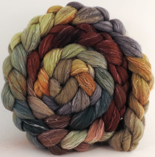 Batt in a Braid #38 - Winter Beech - (6.2 oz.) Shetland/ Falkland Merino / tussah silk/ flax (40/25/25/10) - Inglenook Fibers