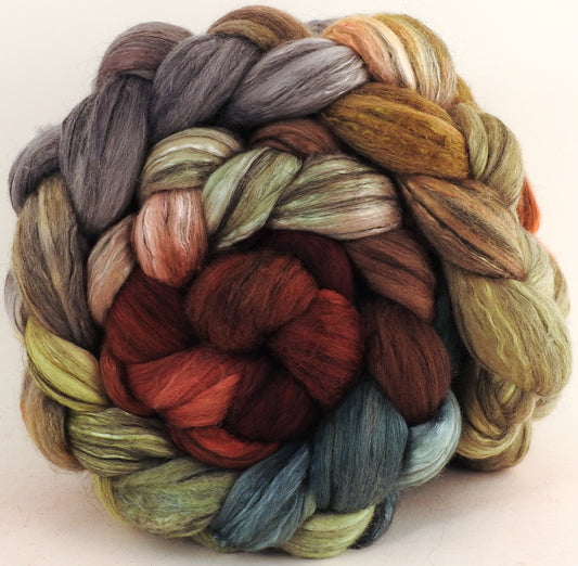 Batt in a Braid #9 - Winter Beech -(5.2 oz.) Superfine Merino/ Mulberry Silk / Black Alpaca (50/40/10) - Inglenook Fibers