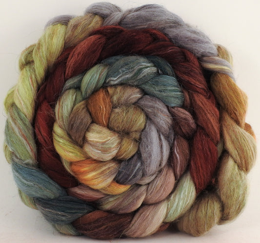 Batt in a Braid #31- Winter Beech - (6 oz.) - Polwarth/ Mulberry Silk / Baby Alpaca / Rainbow Firestar/ Tencel( 40/25/15/10/10) - Inglenook Fibers