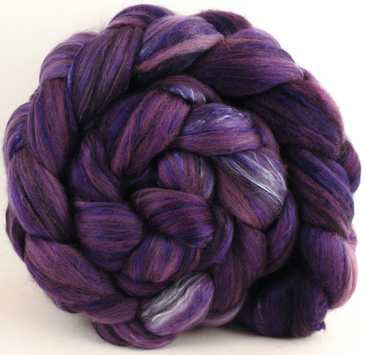 Batt in a Braid #9 - Purple Crayon -(5.4 oz.) Superfine Merino/ Mulberry Silk / Black Alpaca (50/40/10) - Inglenook Fibers