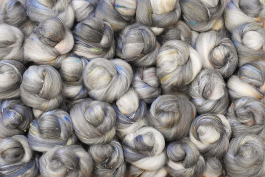 Koala - Non-Sparkle Sticklebatts - 25% Australian Bond fleece, merino, alpaca, corriedale, falkland, silk, bamboo, silk noil - Inglenook Fibers