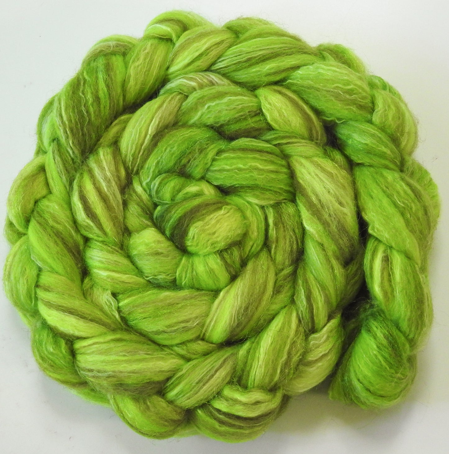 Starfruit (5.8 oz) - Batt in a Braid #7 - Polwarth/ Manx / Mulberry silk/ Firestar (30/30/30/10)