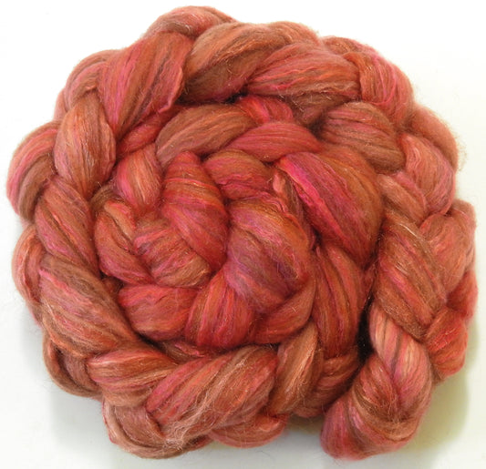 Prickly Pear (5.7 oz) - Batt in a Braid #7 - Polwarth/ Manx / Mulberry silk/ Firestar (30/30/30/10)