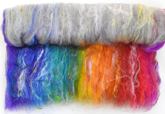 Sparkle Roly-Poly Batts - Promise (3.6 oz) - 30% cvm/rambouillet.cotswold x fleece; merino, polwarth, silk, bamboo, silk noil, holographic angelina