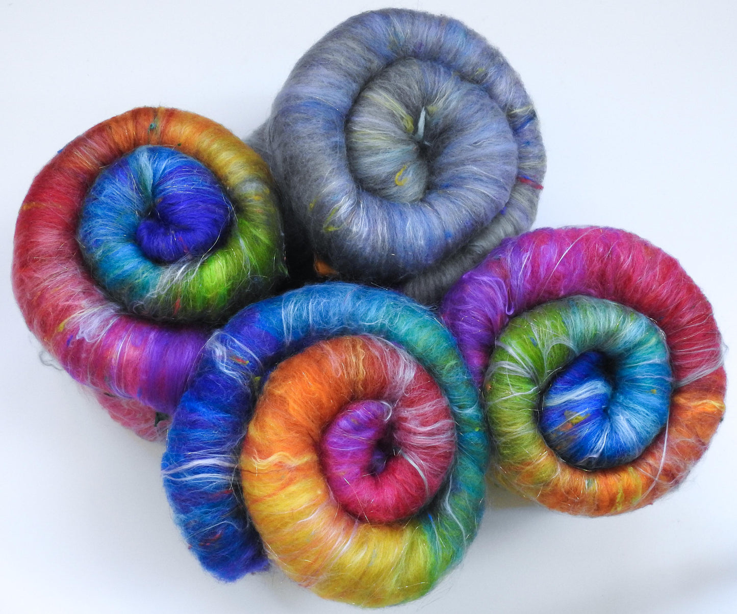 Sparkle Roly-Poly Batts - Promise (3.6 oz) - 30% cvm/rambouillet.cotswold x fleece; merino, polwarth, silk, bamboo, silk noil, holographic angelina