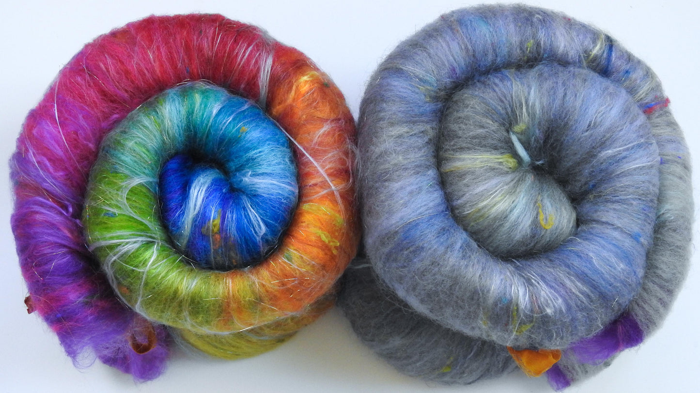 Sparkle Roly-Poly Batts - Promise (3.6 oz) - 30% cvm/rambouillet.cotswold x fleece; merino, polwarth, silk, bamboo, silk noil, holographic angelina