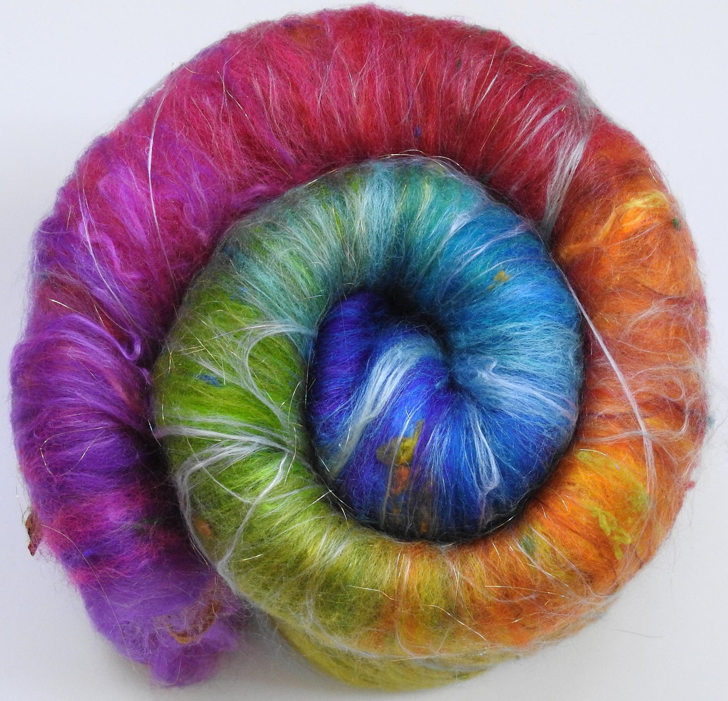 Sparkle Roly-Poly Batts - Promise (3.6 oz) - 30% cvm/rambouillet.cotswold x fleece; merino, polwarth, silk, bamboo, silk noil, holographic angelina