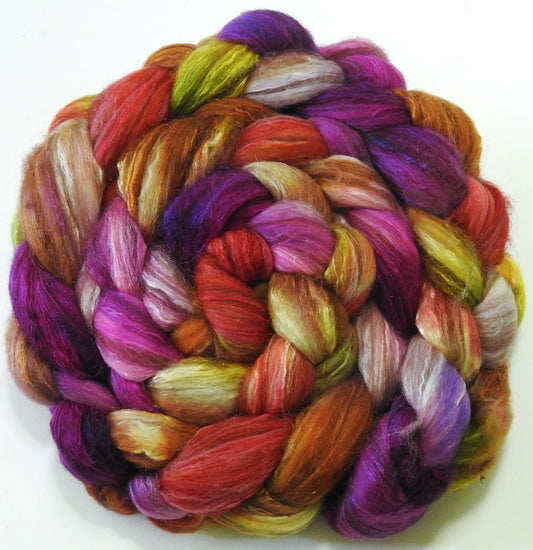 Summertime- Batt in a Braid #7 - (5.9 oz.)Polwarth/ Manx / Mulberry silk/ Firestar (30/30/30/10)