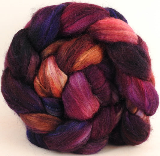 Batt in a Braid #1 - Sticky Fingers -(5.8 oz.) Falkland/ Grey Baby Alpaca/ Tussah Silk/ Firestar (40/25/25/10) - Inglenook Fibers