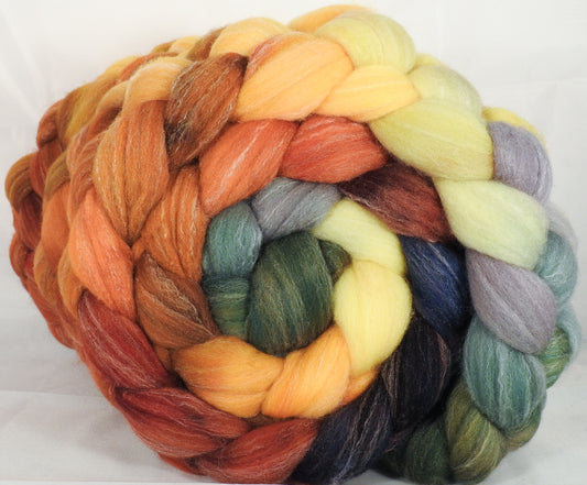 Hand dyed top for spinning -Gourds- (5.2 oz.) Targhee/silk/ bamboo ( 80/10/10) - Inglenook Fibers