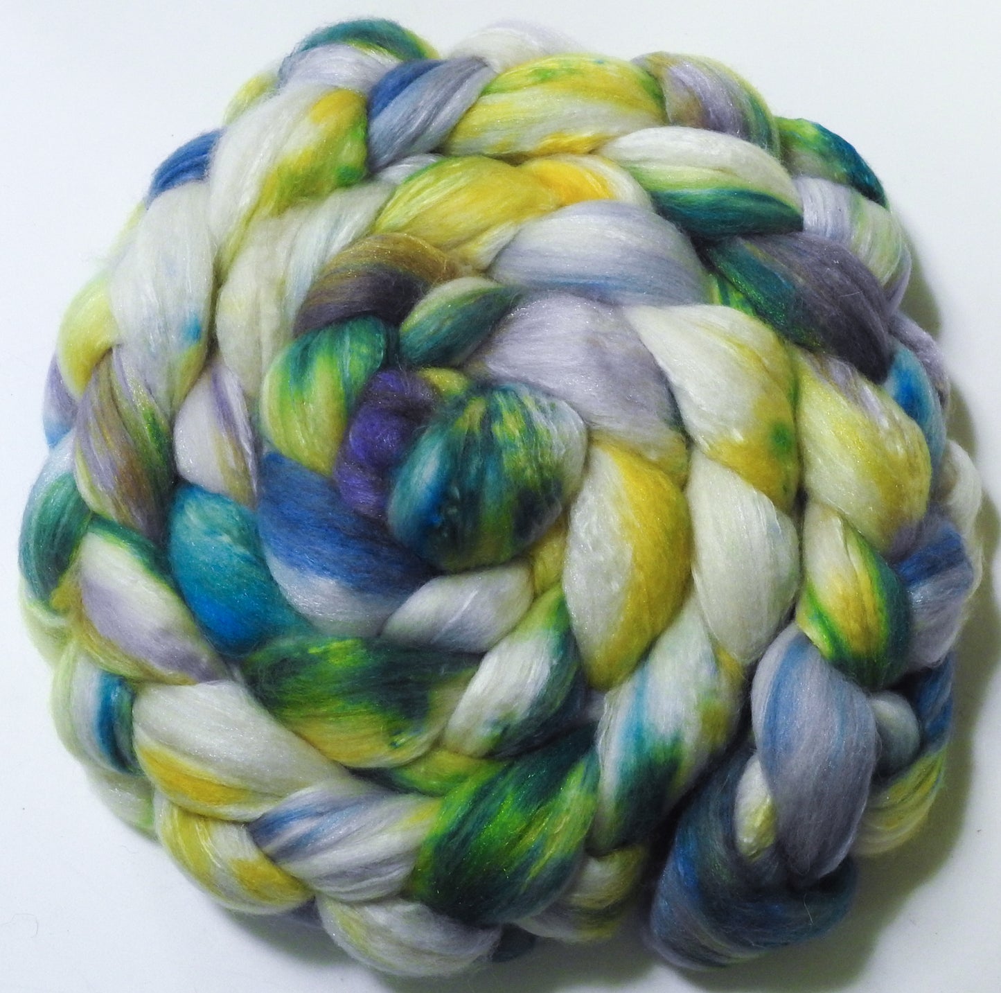 Oopsadaisy (5.7 oz) - Batt in a Braid #5 - Merino/ Camel/ silk/ faux cashmere/ firestar (25/25/25/12/12)
