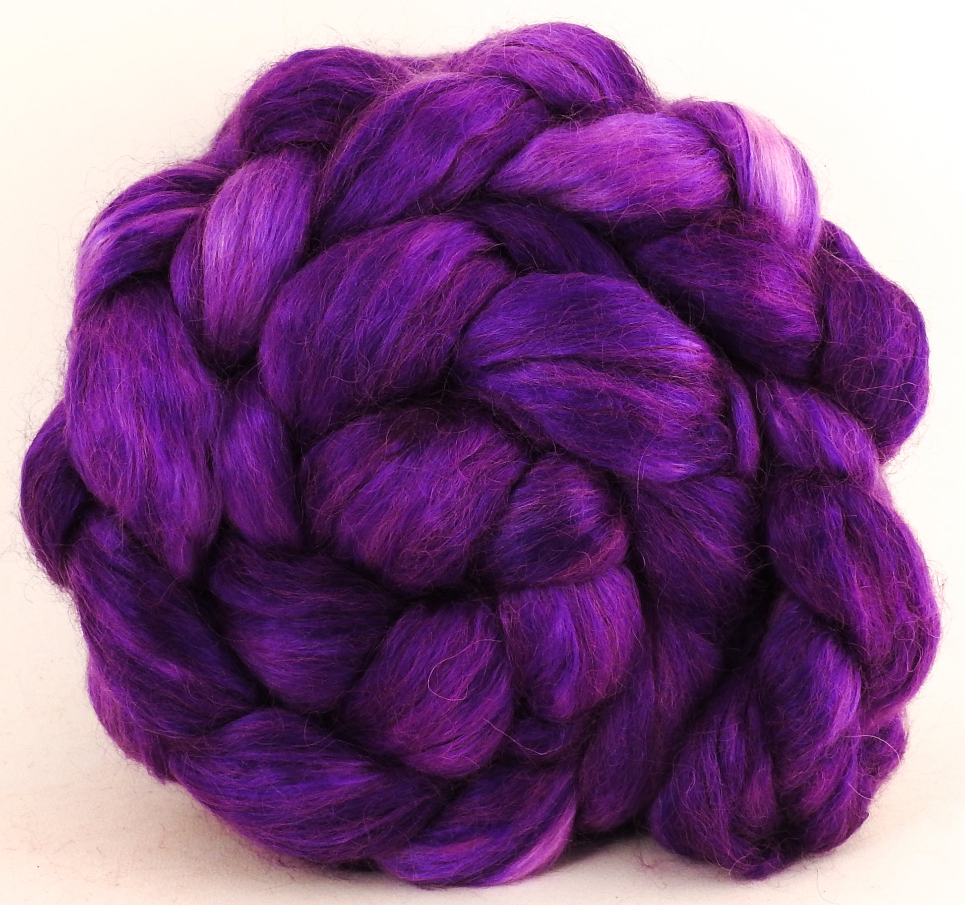 Hand-dyed wensleydale/ mulberry silk roving (65/35) - Vinca - Inglenook Fibers
