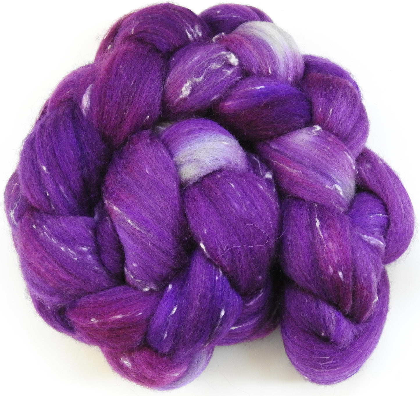 Batt in a Braid #42 - Byzantium - Polwarth/ Tweed Blend / Peduncle&Tussah Silk( 50/25/25)