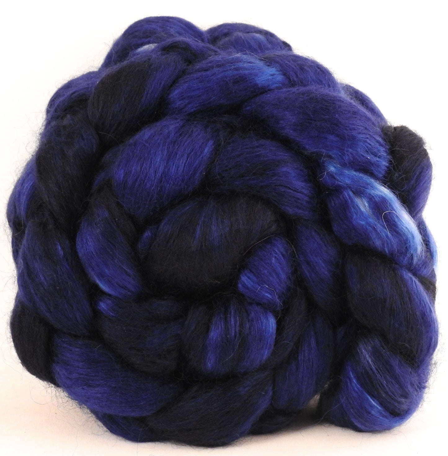 Hand-dyed wensleydale/ mulberry silk roving (65/35) - Lights Out - Inglenook Fibers