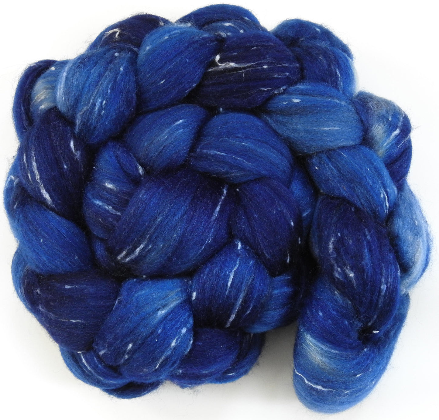 Lights Out- Batt in a Braid #42 -(5.6 oz) Polwarth/ Tweed Blend / Peduncle&Tussah Silk( 50/25/25)