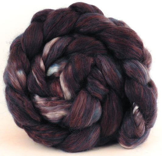 Hand-dyed wensleydale/ mulberry silk roving (65/35) - Licorice - Inglenook Fibers