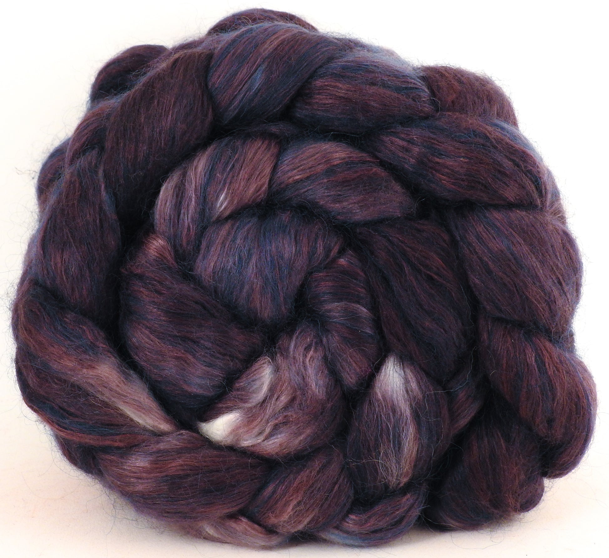 Hand-dyed wensleydale/ mulberry silk roving (65/35) - Licorice - Inglenook Fibers