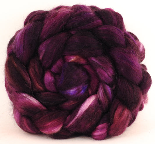 Hand-dyed wensleydale/ mulberry silk roving (65/35) - Amaranthus (5.6 oz) - Inglenook Fibers