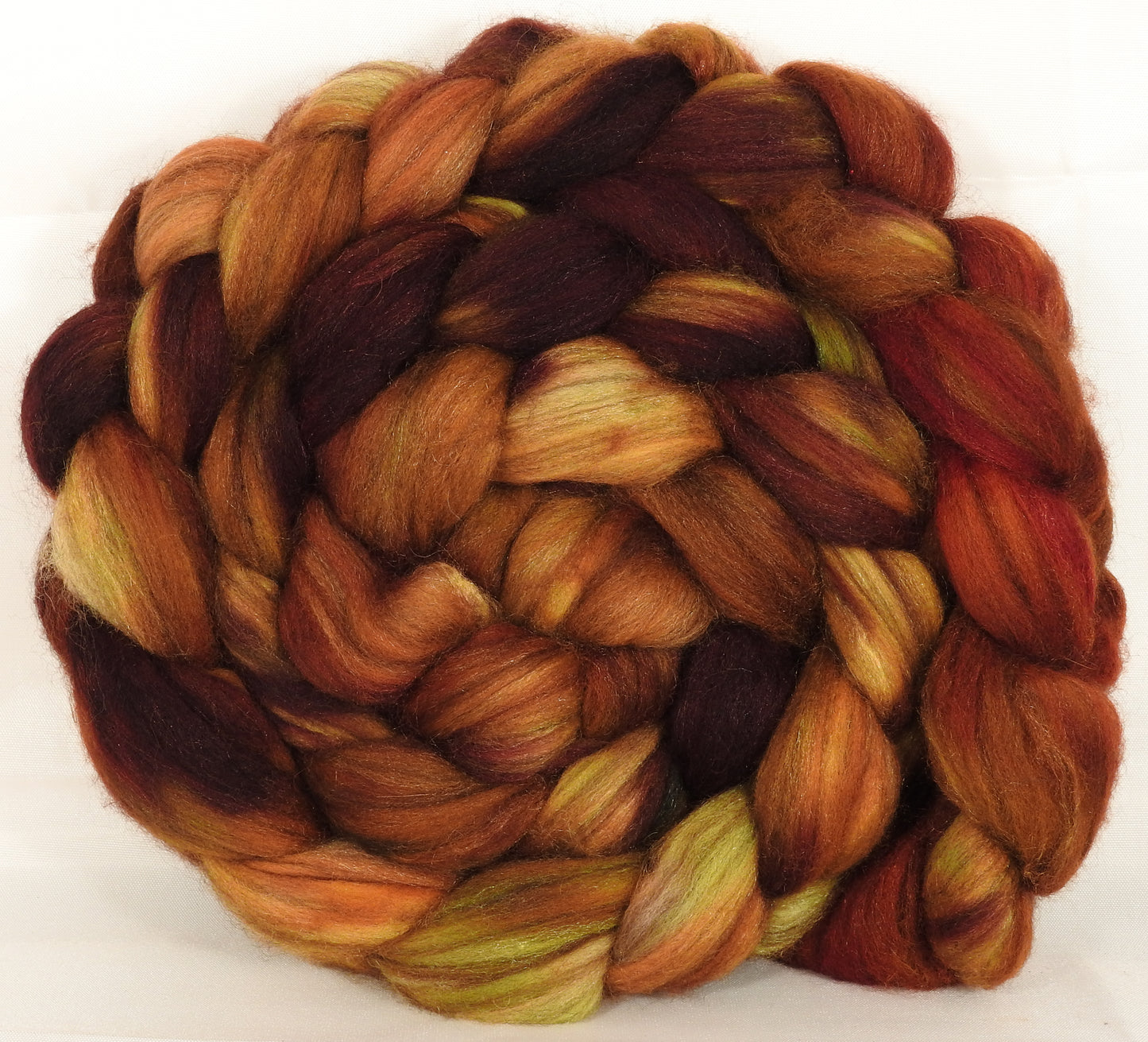Hand dyed top for spinning - (5.45 oz.) 18.5 mic merino/ camel/ brown alpaca/ mulberry silk/ (40/20/20/20) - Inglenook Fibers