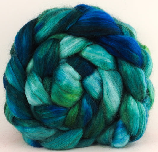 Hand-dyed wensleydale/ mulberry silk roving (65/35) - Maritime (6 oz) - Inglenook Fibers