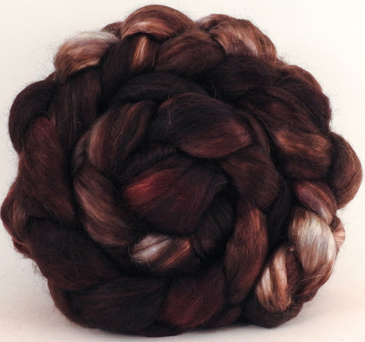 Hand-dyed wensleydale/ mulberry silk roving (65/35) - Coffee Grounds - Inglenook Fibers