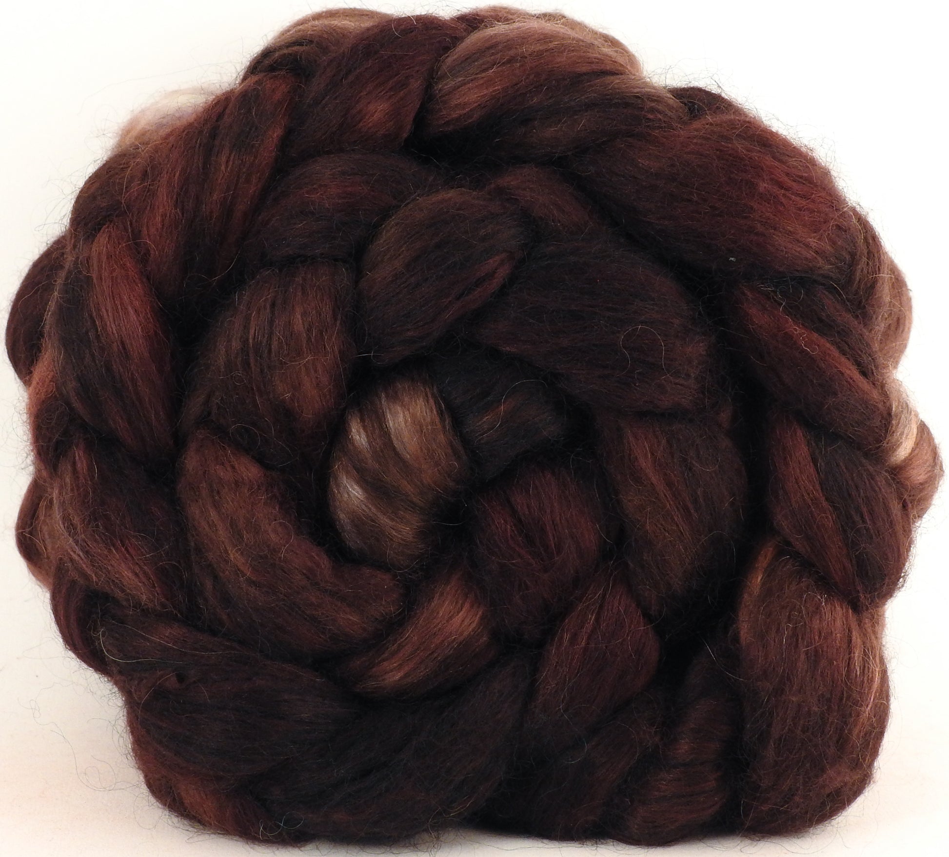 Hand-dyed wensleydale/ mulberry silk roving (65/35) - Coffee Grounds - Inglenook Fibers