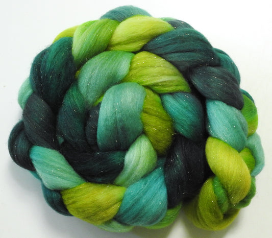 Sea Glass- Batt in a Braid #58- Superfine Merino/Tussah silk/Gold Stellina(65/25/10)