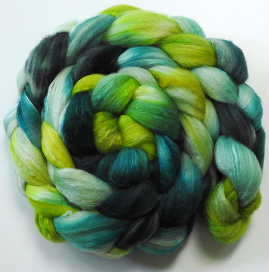 Sea Glass (5.7 oz) Batt in a Braid #5 - Merino/ Camel/ silk/ faux cashmere/ firestar (25/25/25/12/12)