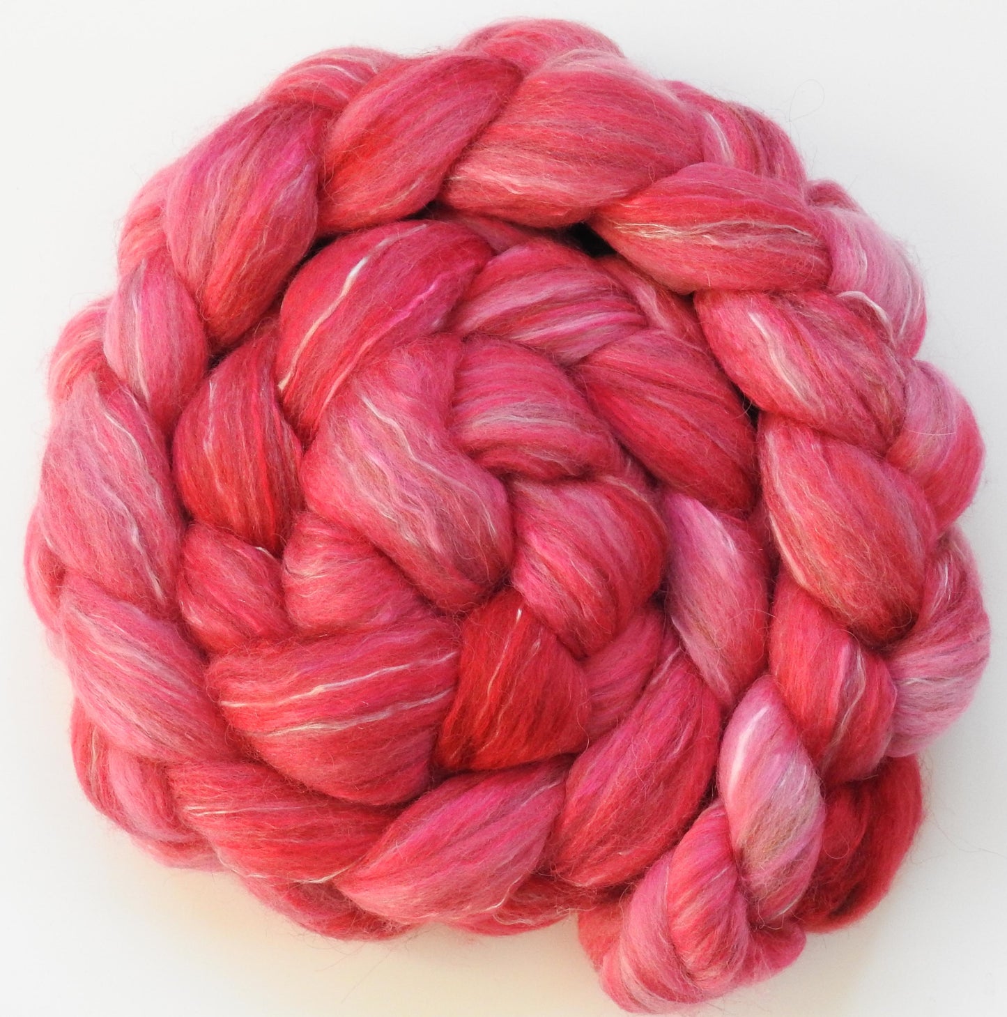 #sorrynotsorry (5.5 oz) - Batt in a Braid #31 - Polwarth/ Mulberry Silk / Baby Alpaca / Rainbow Firestar/ Tencel( 40/25/15/10/10)