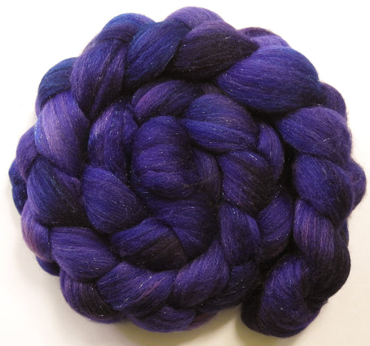 Damson Plum- Batt in a Braid #58-(5.1 oz) Superfine Merino/ Tussah silk/ Gold Stellina(65/25/10)