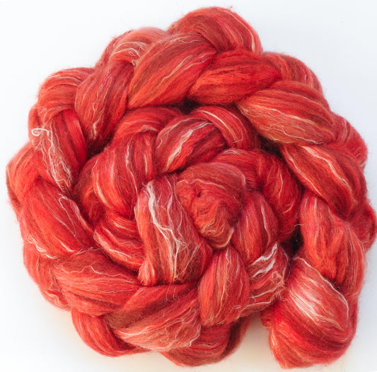 Nasturtium - Batt in a Braid #32 -(5.7 oz)  Manx Loaghtan/ Wht Bfl / Tussah Silk/ Flax( 30/30/30/10)