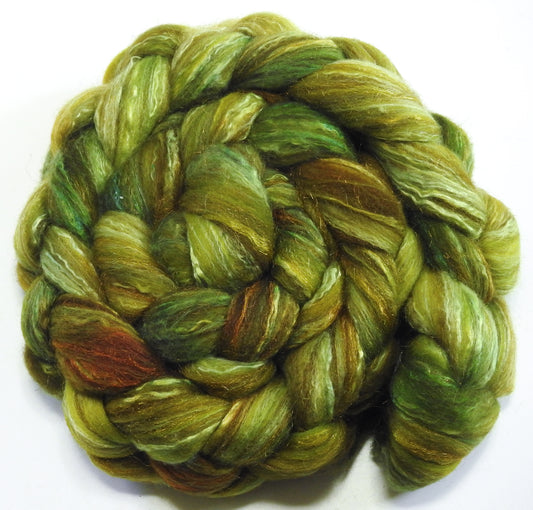 Asparagus- Batt in a Braid #7 - (5.8 oz.)Polwarth/ Manx / Mulberry silk/ Firestar (30/30/30/10)