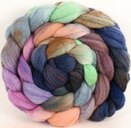 Hand dyed top for spinning -White Nights- (5.5 oz) Organic Polwarth / Tussah silk (80/20)