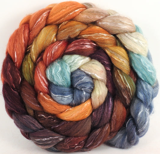 Batt in a Braid #17-Squirrel's Pantry -(5.2 oz.) Grey Corriedale/ Tussah silk/ Tencel (50/25/25)