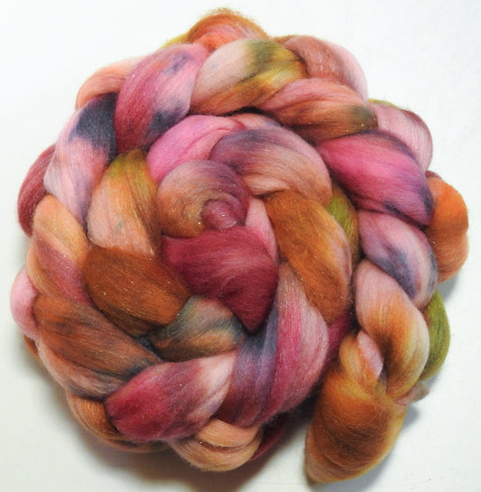 Moscato (5.1 oz) - Batt in a Braid #58- Superfine Merino/ Tussah silk/ Gold Stellina(65/25/10)