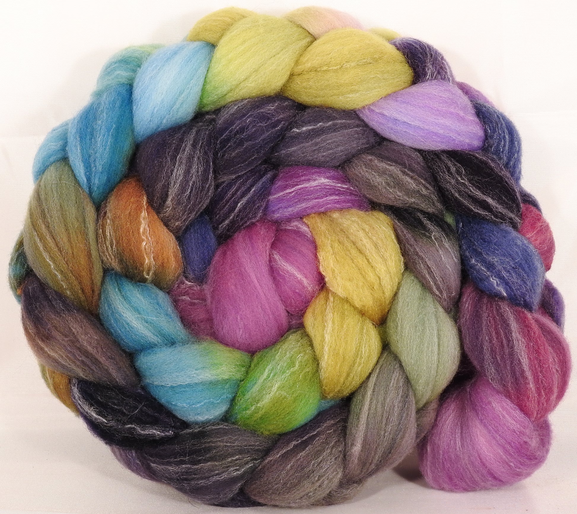 Hand dyed top for spinning - Thursday Next - (5.35 oz.) Targhee/silk/ bamboo ( 80/10/10) - Inglenook Fibers