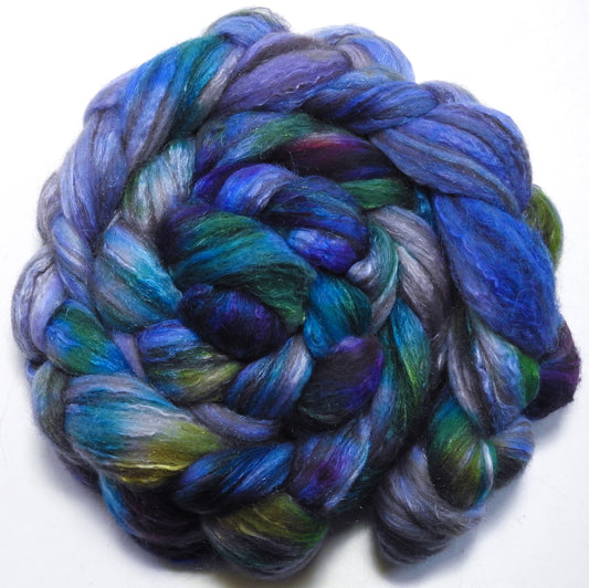 Spanish Bluebells (6 oz) - Batt in a Braid #7 - Polwarth/ Manx / Mulberry silk/ Firestar (30/30/30/10)