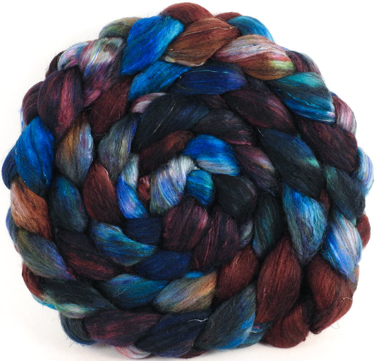 Batt in a Braid #39 -Labradorite (5.6 oz) - Falkland Merino/ Mulberry Silk / Sari Silk (50/25/25)
