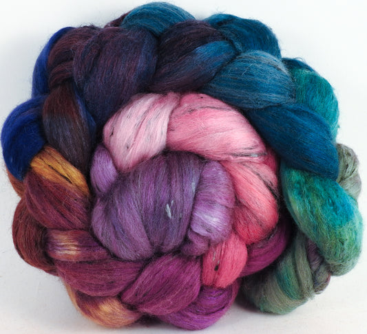 Batt in a Braid #49 -Color Me Happy (5.6 oz) - Polwarth/ Mulberry Silk/ Tweed Blend (50/25/25)