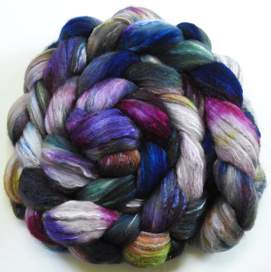 Purple Rain (5.8 oz) - Batt in a Braid #7 - Polwarth/ Manx / Mulberry silk/ Firestar (30/30/30/10)