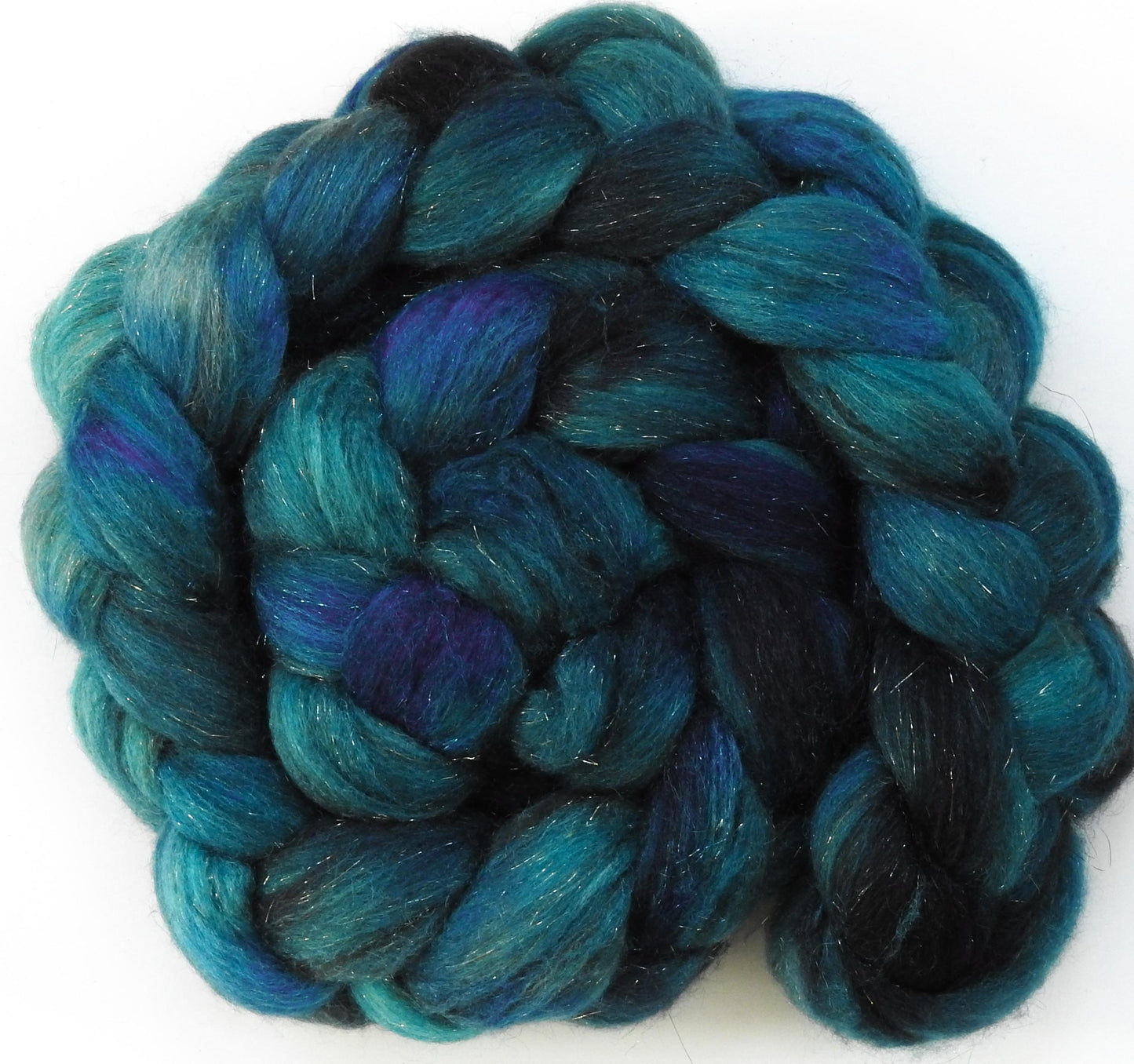 Stellar - (5.1 oz)Glazed Solid- Batt in a Braid #53- YAK/ Tussah silk/ Superfine Merino/Gold Stellina(30/30/30/10)