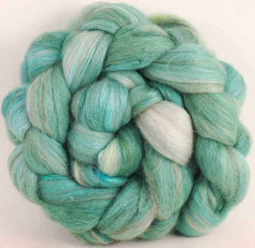 Batt in a Braid #1- Verdigris -(5.3 oz.) Falkland/ Grey Baby Alpaca/ Tussah Silk/ Firestar (40/25/25/10)