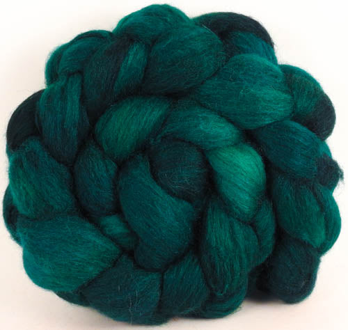 Batt in a Braid #44- Malachite (5.6 oz) - Southdown/Tussah Silk/Kid Mohair (65/25/10)