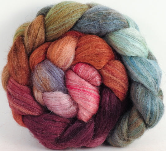 Batt in a Braid #1- Kelim -(5.6 oz.) Falkland/ Grey Baby Alpaca/ Tussah Silk/ Firestar (40/25/25/10)