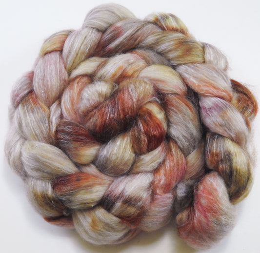 Cockleshells (5.5 oz) Batt in a Braid #57- Camel/Baby Alpaca/Mint fiber  (50/25/25)